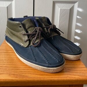 VANS Sk8 Hi Del Pato Navy/Olive Canvas and Leather Chukka Duck Sneaker SZ 11